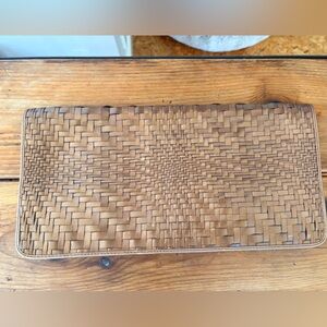Woven Leather Clutch in Bronze